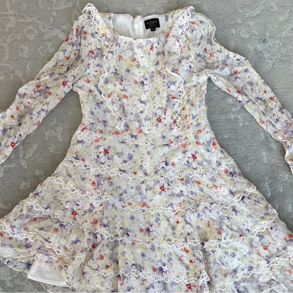 Bardot Junior White Dress with Floral Accents